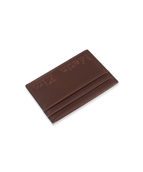 EMBOSSED LOGO CARD WALLET IN BROWN
