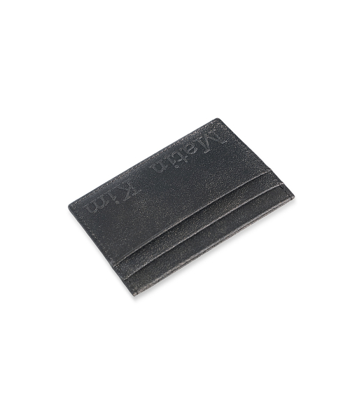EMBOSSED LOGO CARD WALLET IN DARK BROWN