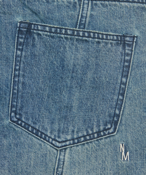 PAINT BRUSHED DENIM PANTS - WASHED BLUE
