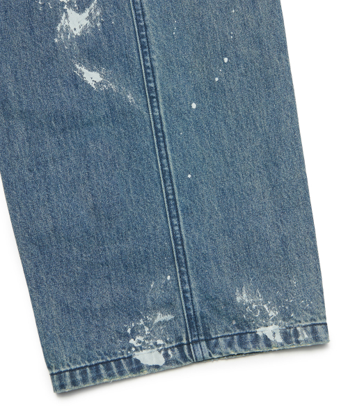 PAINT BRUSHED DENIM PANTS - WASHED BLUE