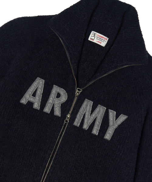 헤리티지 ARMY 부클 니트 집업 Navy