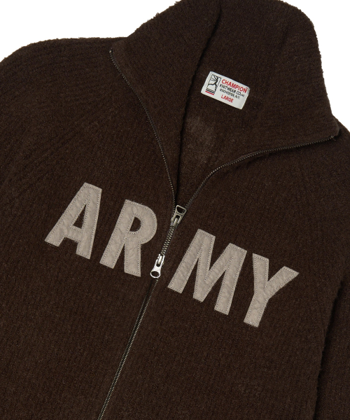 헤리티지 ARMY 부클 니트 집업 Brown