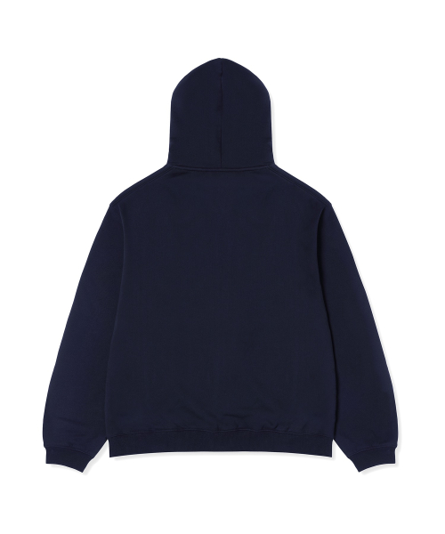 로고 벌룬핏 기모 후드 집업 Navy