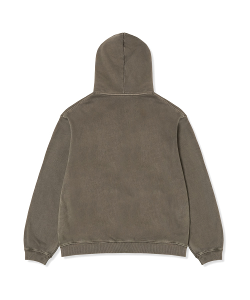 로고 벌룬핏 다잉 후드 집업 Brown