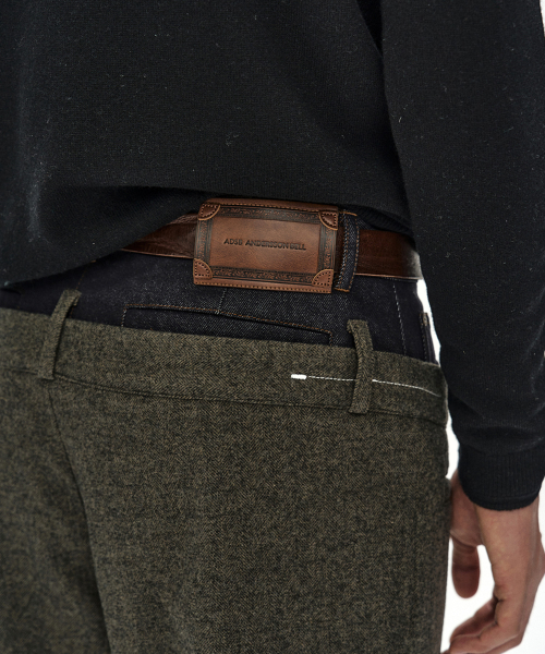 DOUBLE WAIST DENIM WOOL TROUSERS (GREY/INDIGO)