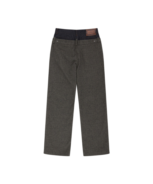 DOUBLE WAIST DENIM WOOL TROUSERS (GREY/INDIGO)