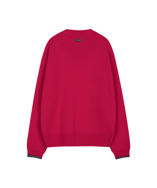 UNISEX LAYERED V-NECK SWEATER (MAGENTA)