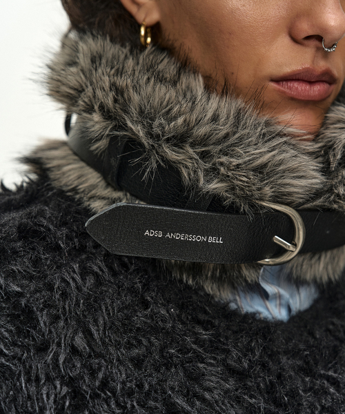 BELTED FUR SHORT MUFFLER (GREY)