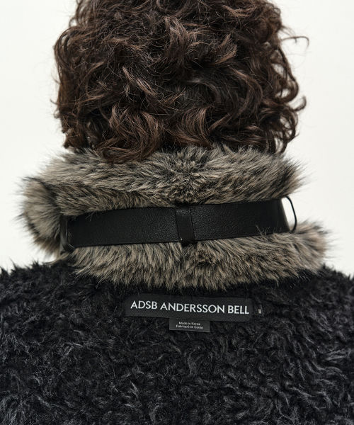 BELTED FUR SHORT MUFFLER (GREY)