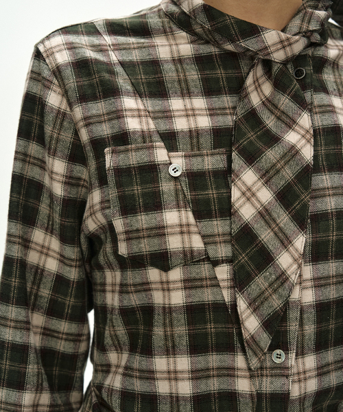 TARTAN SCARF-TIE SHIRT (GREEN)