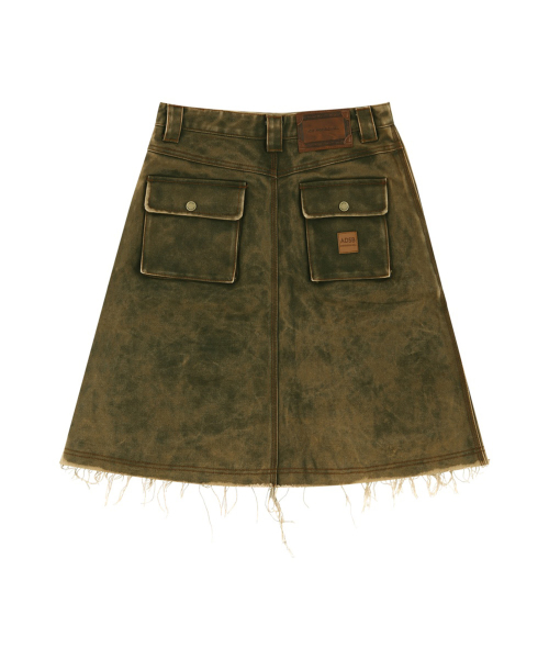 CARGO POCKET WRAP SKIRT (KHAKI)