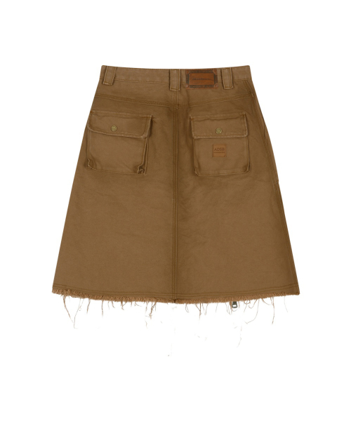CARGO POCKET WRAP SKIRT (BROWN)