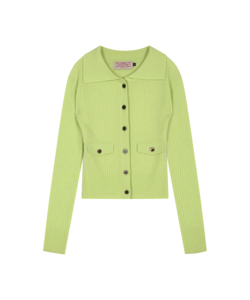 CASHMERE HAND STITCHED RIB CARDIGAN (LEMON)