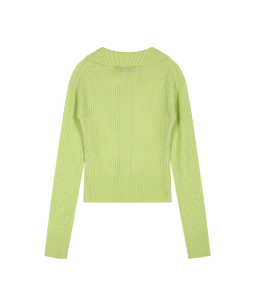CASHMERE HAND STITCHED RIB CARDIGAN (LEMON)