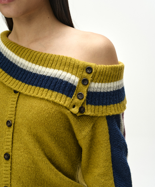 DRAPED SHAWL KNIT TOP (YELLOW)