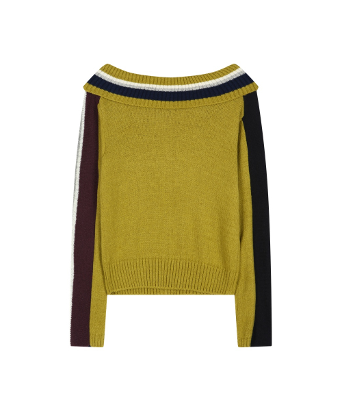 DRAPED SHAWL KNIT TOP (YELLOW)