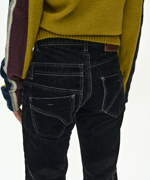 ASYMMETRIC LAYERED BOOTCUT PANTS (BLACK)