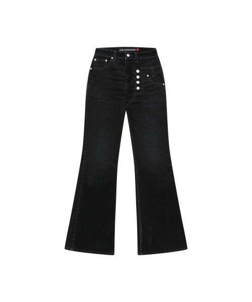 ASYMMETRIC LAYERED BOOTCUT PANTS (BLACK)