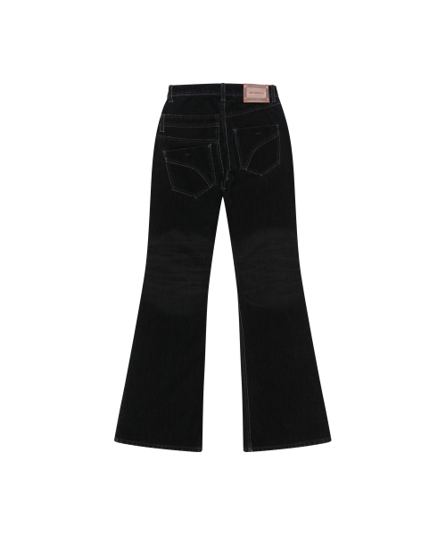 ASYMMETRIC LAYERED BOOTCUT PANTS (BLACK)
