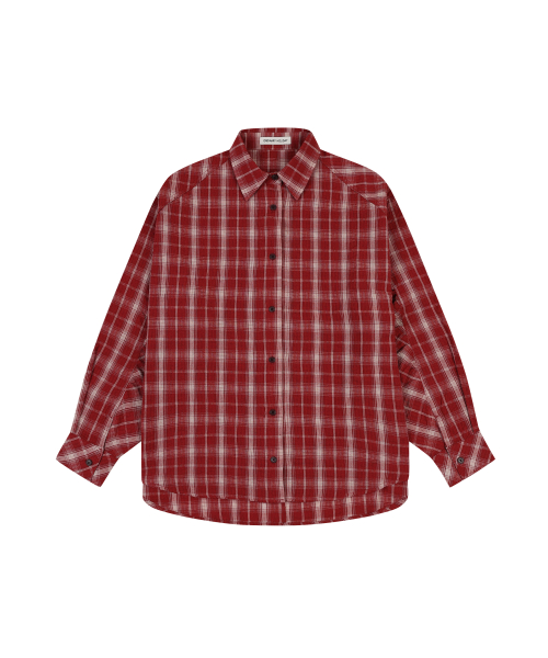 CHECK OVERFIT SHIRTS [RED]