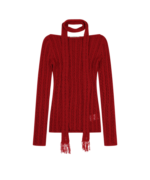 NET HAIRY SLIM PULLOVER [RED]