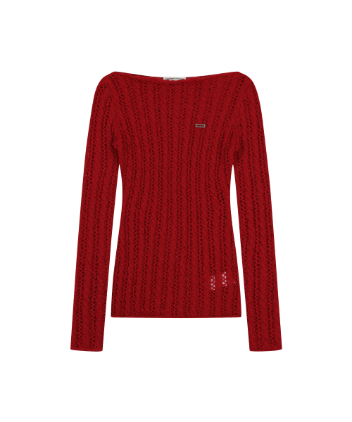 NET HAIRY SLIM PULLOVER [RED]