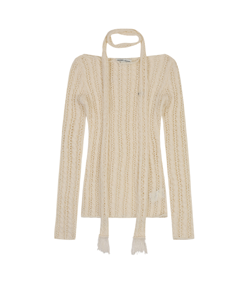NET HAIRY SLIM PULLOVER [IVORY]