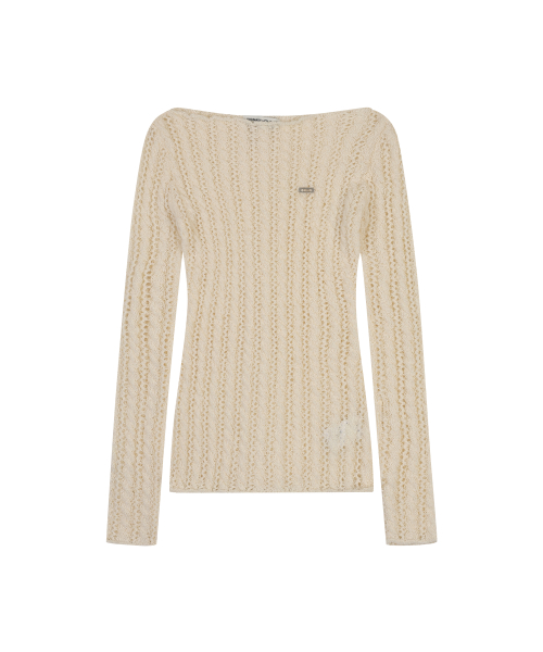 NET HAIRY SLIM PULLOVER [IVORY]