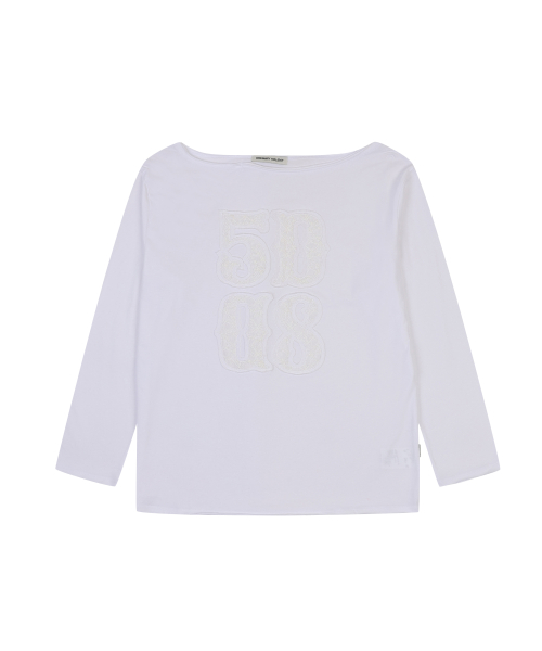 APPLIQUE LONG SLEEVE T-SHIRT [WHITE]