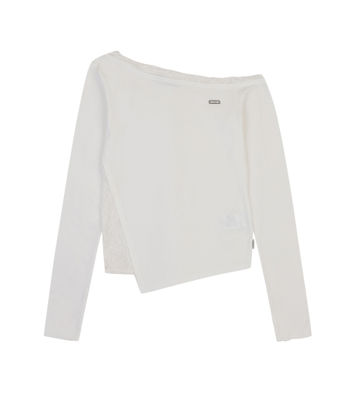 LACE LAYERED LONG SLEEVE T-SHIRT [WHITE]