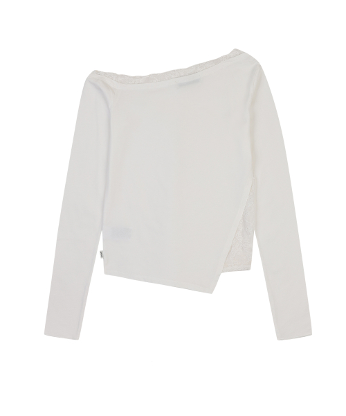LACE LAYERED LONG SLEEVE T-SHIRT [WHITE]