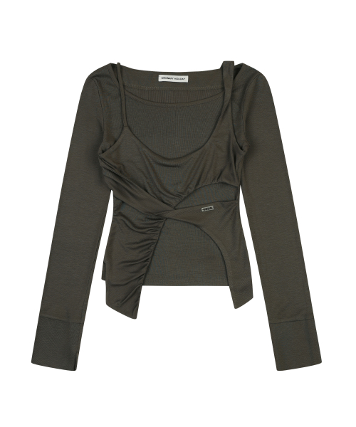 LAYERED JERSEY T-SHIRT [KHAKI]