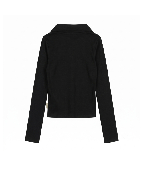 STUD SHIRRING JERSEY CARDIGAN [BLACK]