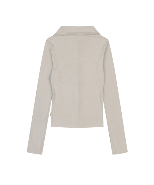 STUD SHIRRING JERSEY CARDIGAN [BEIGE]