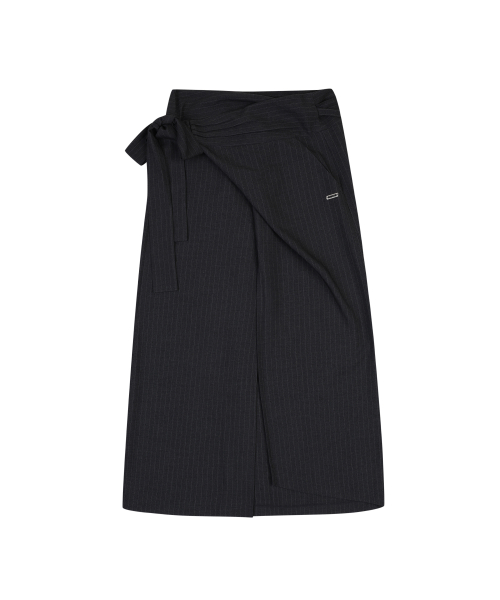 STRIPE MAXI SKIRT [CHARCOAL]