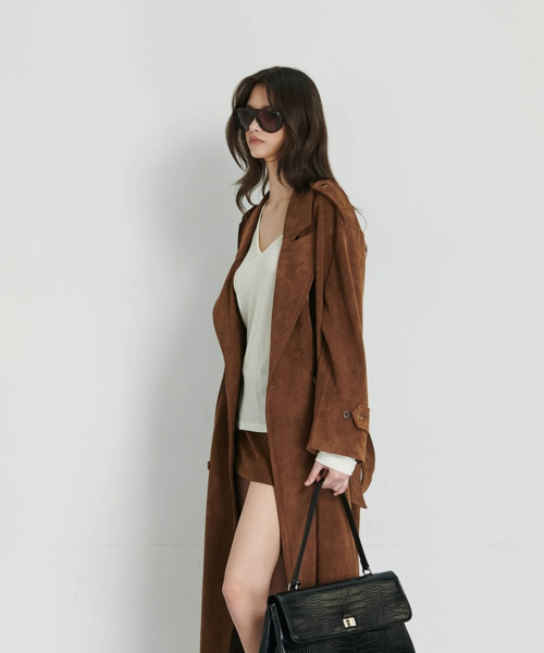 Suede Trench Coat (3color)