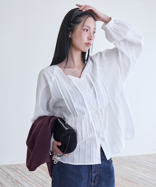 Lace Cotton Loose Blouse, WHITE
