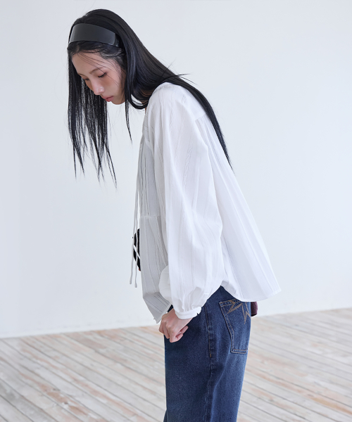 Lace Cotton Loose Blouse, WHITE