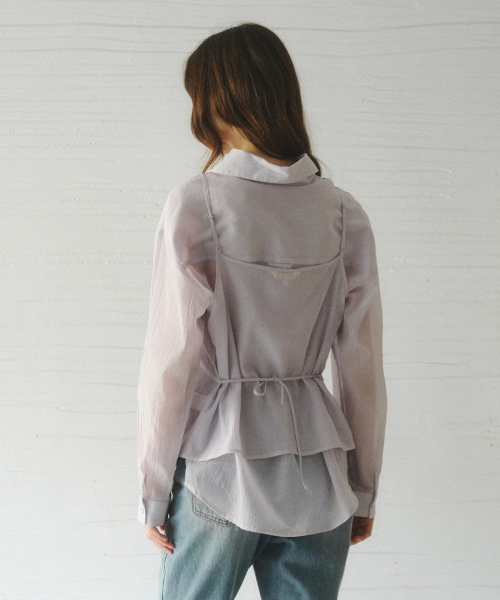 NESIA bustier unbalanced blouse set_PURPLE