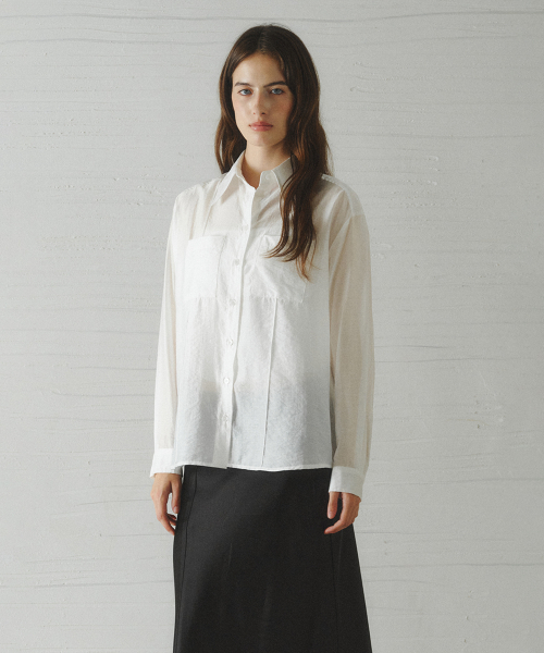 POLAVI out-pocket lyocell shirt_WHITE