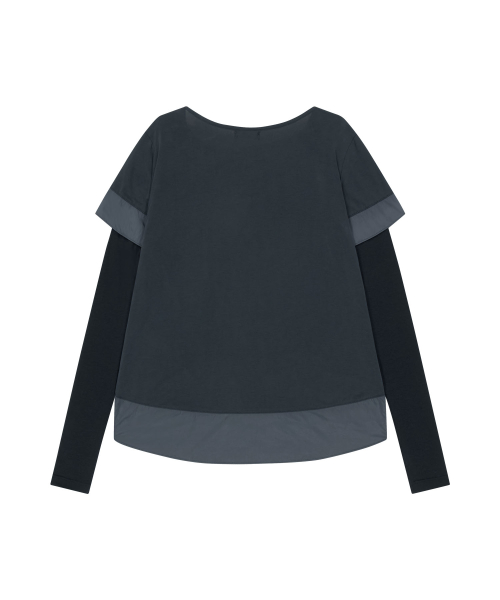 Double-Layered Long Sleeve Top / Black