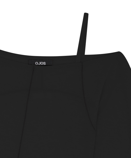 Strap Flatseam Long Sleeve Top / Black