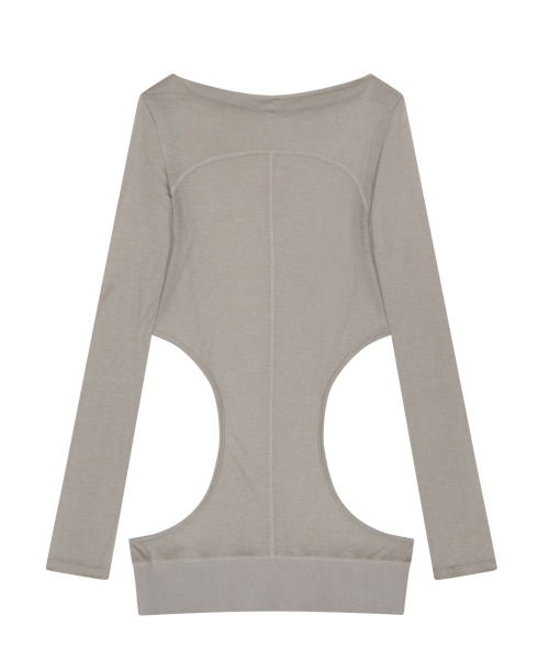 Curved Cut Layered Tee / Beige