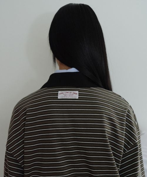 [CORE] STRIPED RUGBY SHIRT - KHAKI