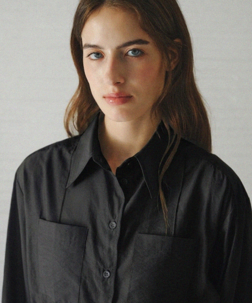 POLAVI out-pocket lyocell shirt_BLACK