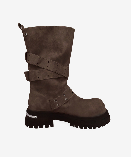 Rusk Short Strap Slouched Boots_Brown