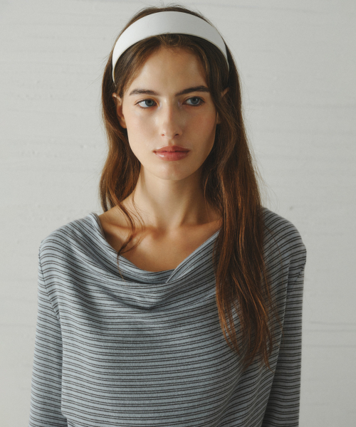 GRACE draped stripe t-shirt_MINT STRIPE