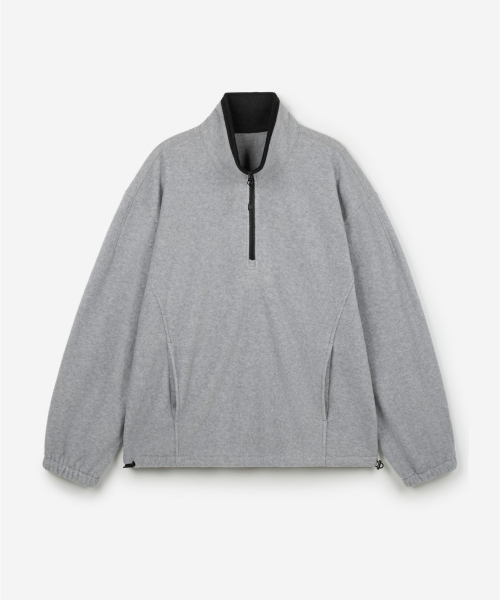 Oversized Fleece Half Zip-Up (Light Grey) TNTS6F100G2