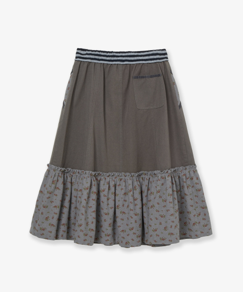 FLOWER BLOCK SKIRT [CHARCOAL]