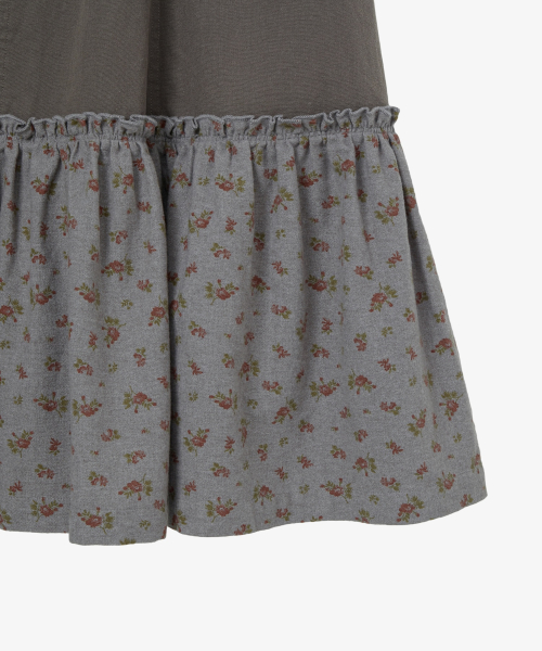 FLOWER BLOCK SKIRT [CHARCOAL]
